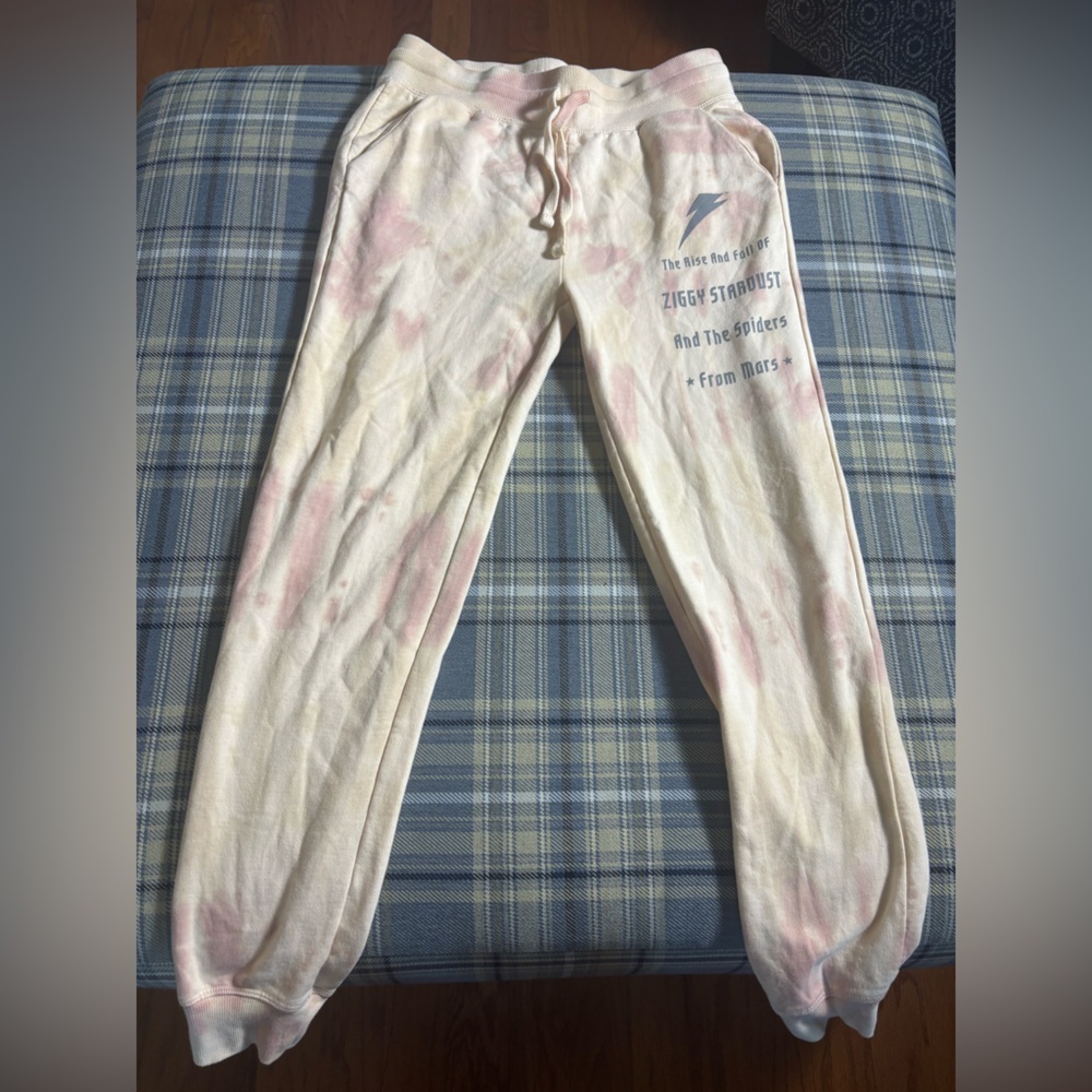 David Bowie Ziggy Stardust Tie Dye Joggers Sweatpants Size Medium Mick Rock